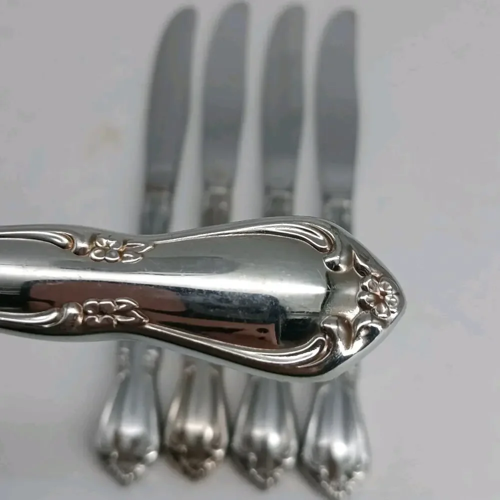 5X BK Oneida CHATEAU Stainless Flatware Dinner Butter Knives Glossy USA